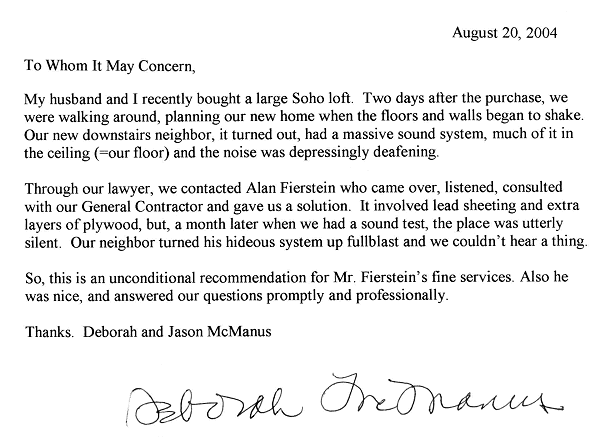 Testimonial Letter