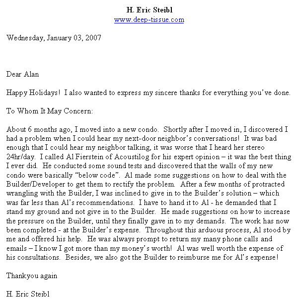 Testimonial Letter